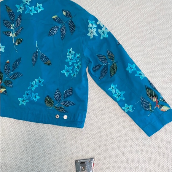 Chico's Teal Embroidered Jean Jacket - Picture 6 of 6